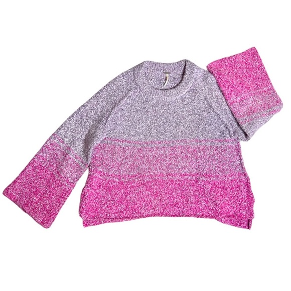 Free People Oversized BFF Cocoon Dip Dye Sweater Pink Purple - Size Large - Picture 4 of 10